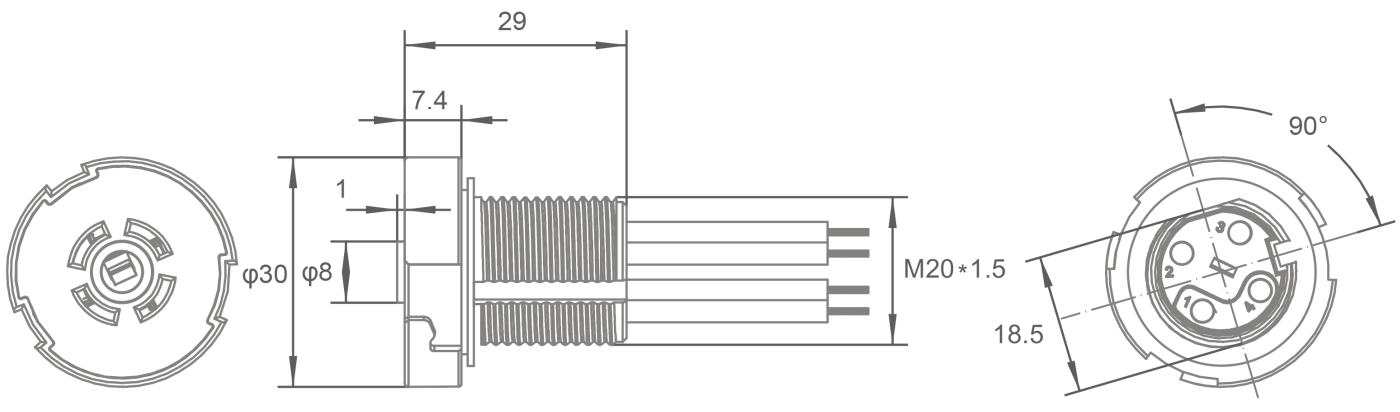 Pre Installed Waterproof Version ZHAGA Book 18 Receptacle 4P LEX-R 4-Pin Interface