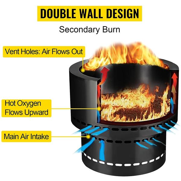 Black Stainless Steel Flame Genie Portable Wood Pellet Camping Stove Smoke Free