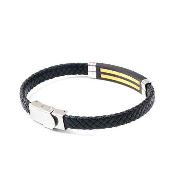 Leather rope bracelet trendy retro leather woven stainless steel men's bracelet fashionable