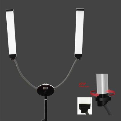 Bi Color 3200k 5500k Double Arms LED Fill Light 50w Foldable Vlogging Kit With Phone Holder