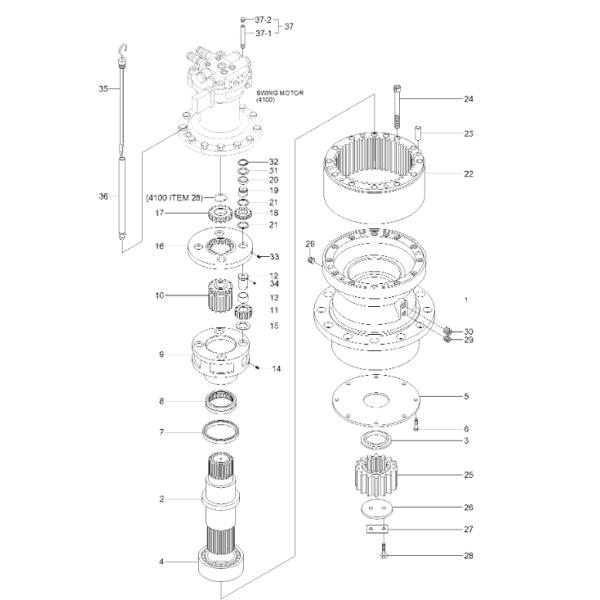 XKAQ00123 XKAQ-00123 Planet Gear 2 Excavator Swing Gear For HYUNDAI R250LC7 R250LC7A