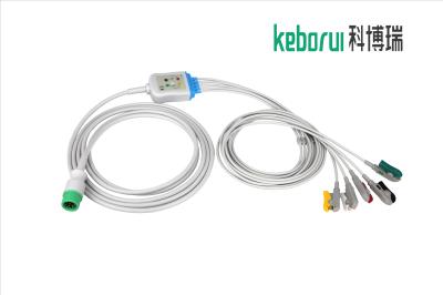3.6m TPU ECG Patient Cables For Comen 12 Pin Monitor To 5 Leads Clip Connector