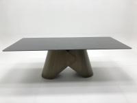 2.2 metros Rectángulo Sinterizado de Piedra Mesa de comedor con pedestal de acero inoxidable