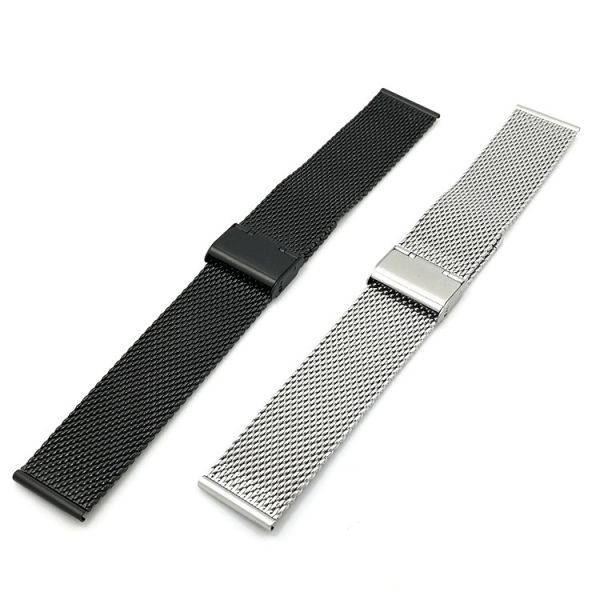 Solid-Link Brushed & Polished Stainless Steel Watchband