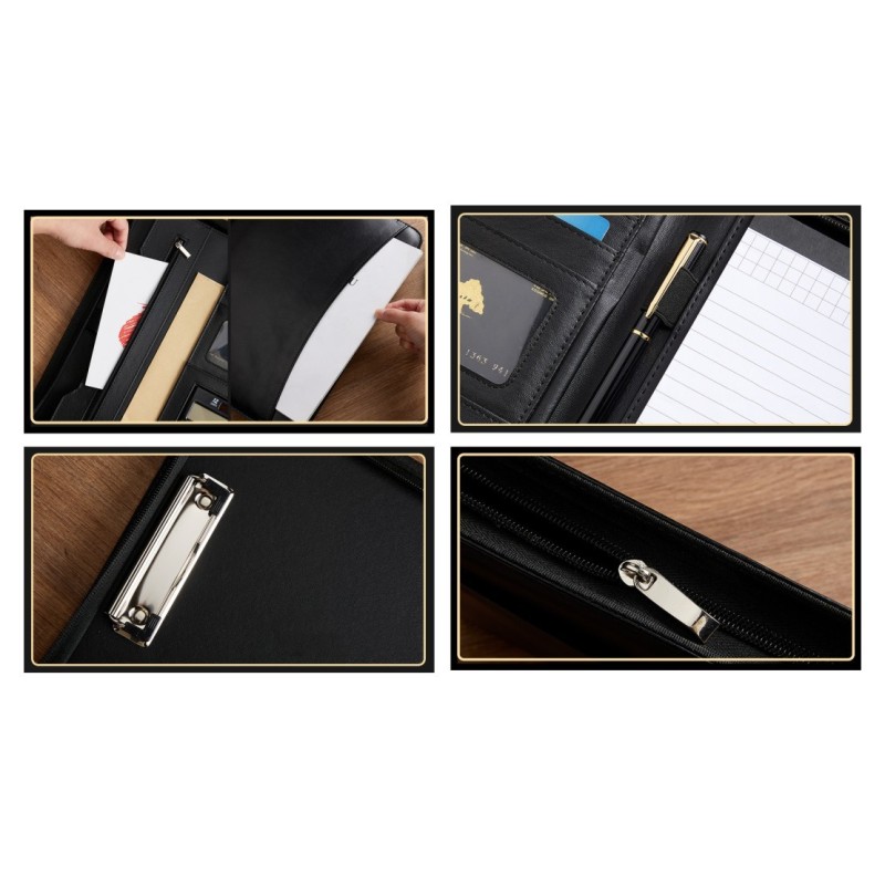 Stamped A4 Conference Leather Presentation Folder Portfolio Binder Custom Logo
