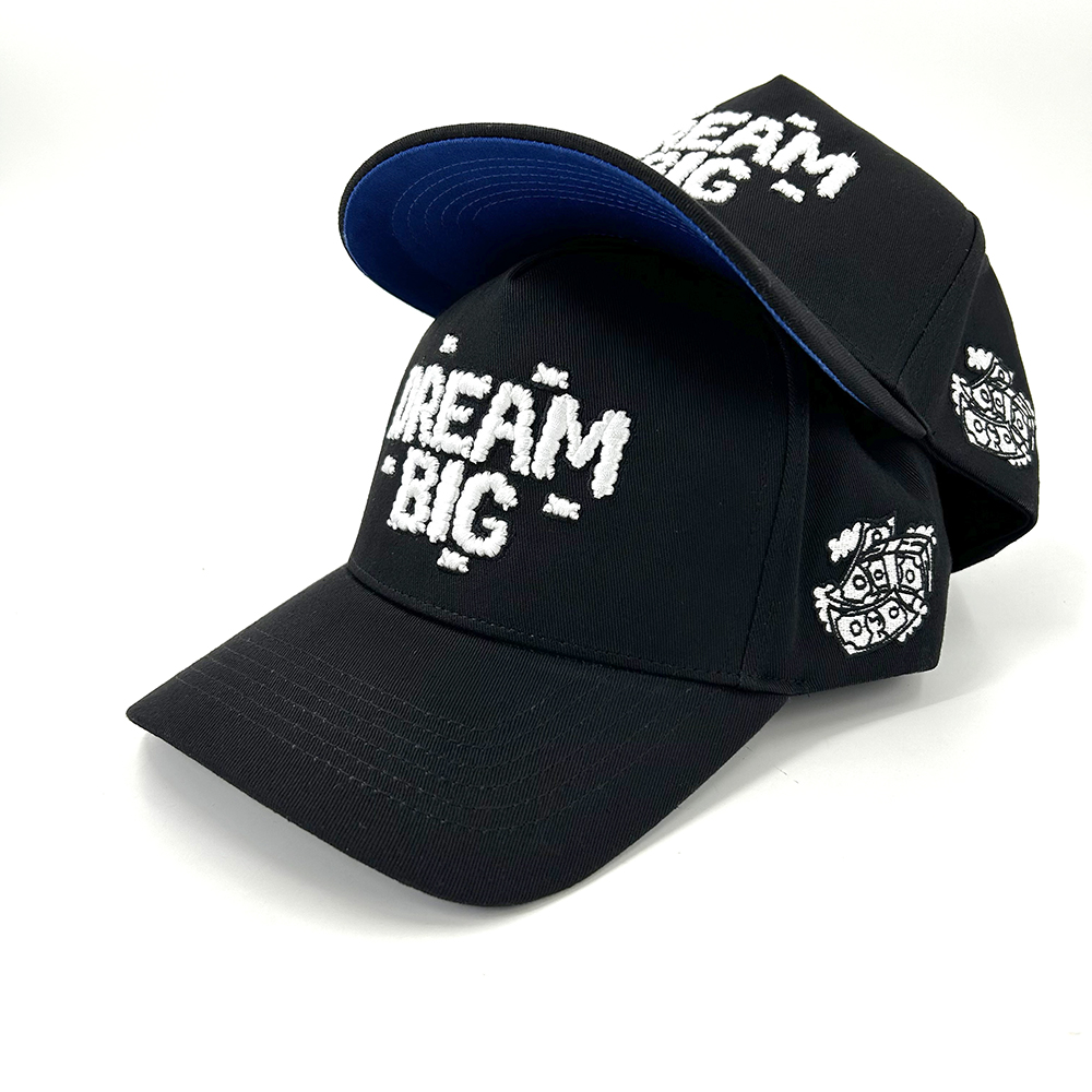 Custom A Frame 5 Panel Baseball Caps 100% Cotton 3D Embroidered Two Tone