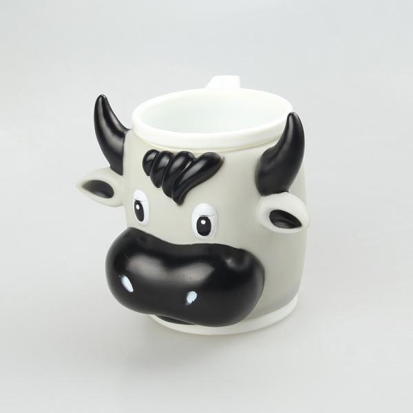 Promotional Animal Design Plastic Rubber 3D Ice Cream Cup Water Cup In Color Hand Painting