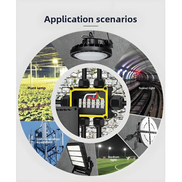 Caja de conexiones estanca de paso - Conector de prensaestopas de 1 entrada y 5 salidas