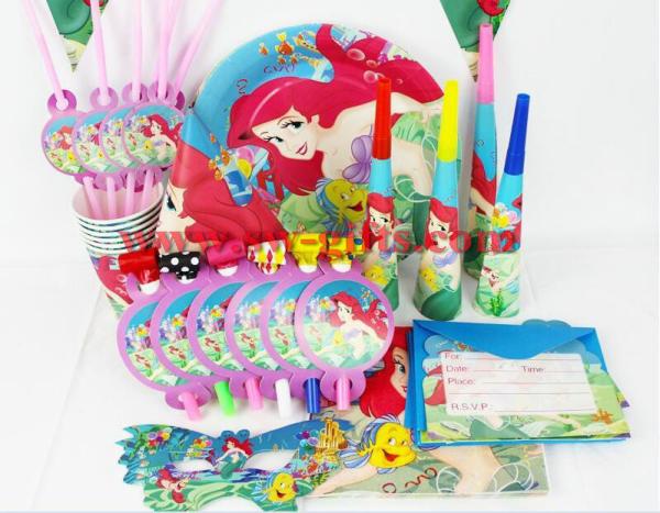 78pcs/2017 Luxury Kids Birthday Party Decoration Set Mermaid Ariel Theme Party Supplies Baby Birthday Party Pack