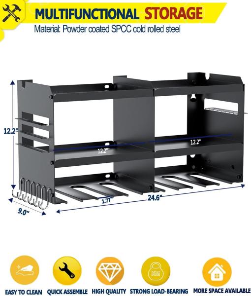 Wall Mounted Garage Cordless Power Tool Pegboard Hook Organizer Storage Rack 6 Holder