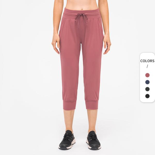 o desgaste da sala de estar das mulheres 210gsm 3/4 de calça da ioga malha o basculador Carpis da ioga de Sweatpants