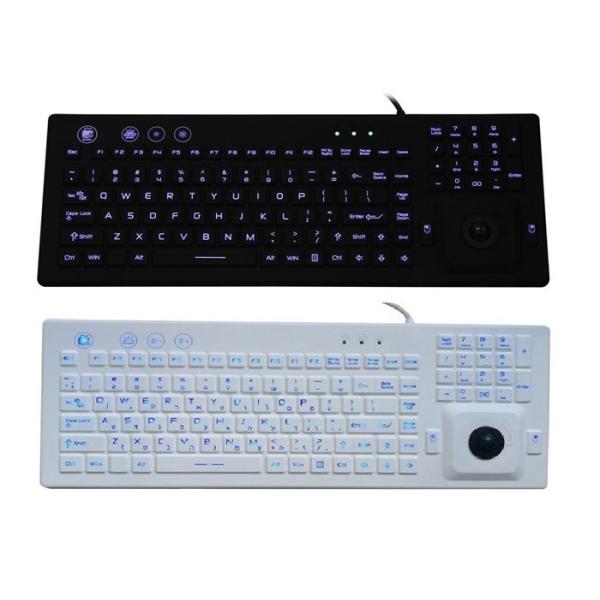 Washable / Medical Industrial Keyboard With Trackball / Blue Illumination