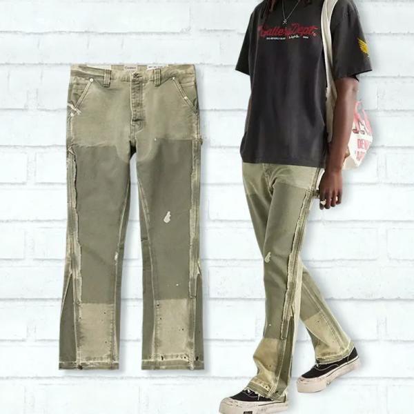                  Multi Pocket Cargo Trouser for Men Custom Hiking Work Pants Vintage Sportswear Knitted Washed Jeans             