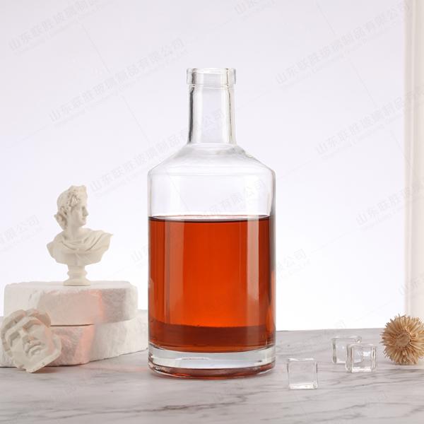 Material del cuerpo Vidrio Botella vacía redonda para vino Gin Ron Brandy Vodka Liquor 750ml 500ml