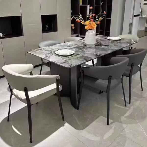 Modern Upholstered Chairs Metal Leg Nordic Style Dining Chair Leather