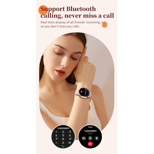 Bluetooth Call Sports Fitness Bracelet Waterproof Music Heart Rate Sleep Lady Health Smartwatch