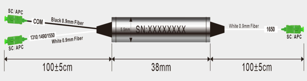 Filter Chip Wavelength Division Multiplexer , FWDM Multiplexer 1260nm-1650nm