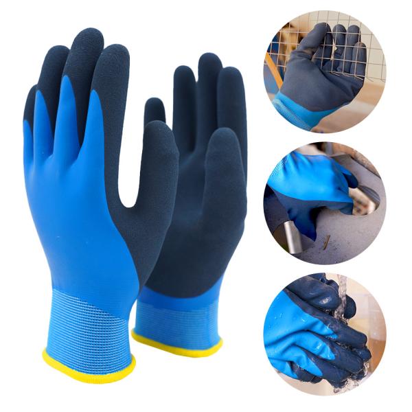 Anti Slip Fully Coated Latex Gloves Oil Resistant Work Gloves Waterproof