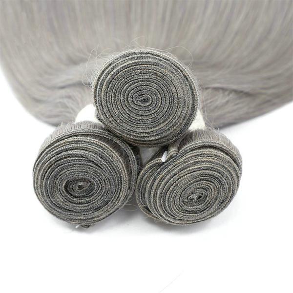 Indian Virgin Raw Cuticle Aligned Grey Grade 10A Human Hair Bundles from India Vendor