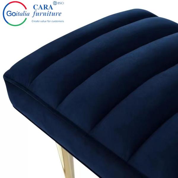BB2012 Factory Price Gold Metal Leg Grey Fabric Stools And Benches End Of Bed Bench For The Bedroom