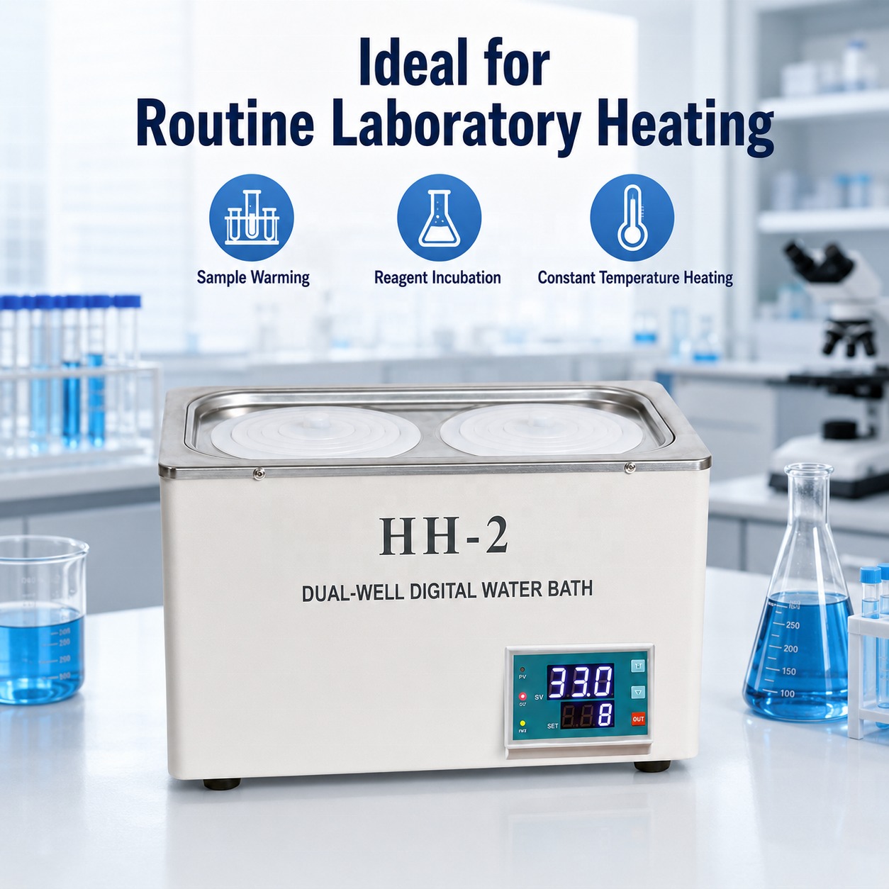 Cenlee Laboratory Sample Heating Precise PID Control Dual Well 100C 600W SUS304 Digital Constant Temperature Water Bath