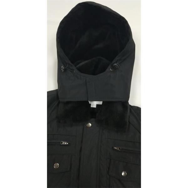 Navy Blue Quilt Mens Hooded Puffer Jacket With Fur Collar