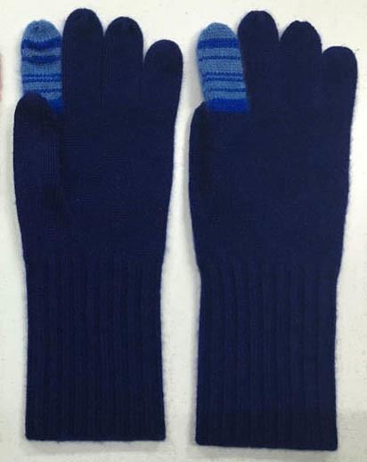 7GG Stripe Finger Womens Knitted Gloves , Long Jersey Knit Tech Gloves