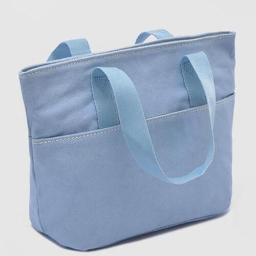 Recyclable Blue Plain Canvas Tote Bag With Two Pocket 47 x 42 x 50 cm