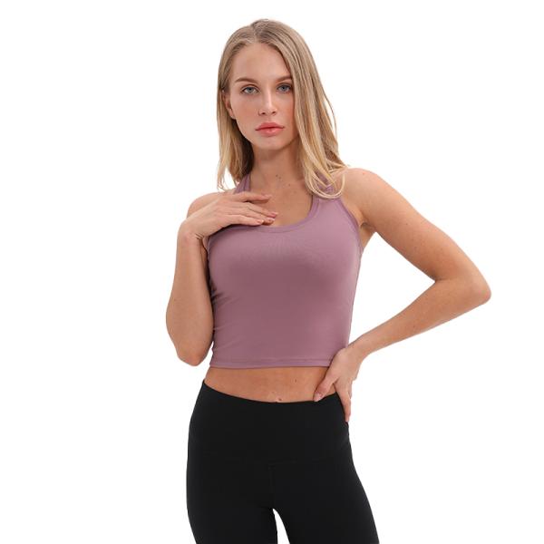 Medium Support Womens Longline Sports Bra 87 Nylon Material Casual Style