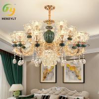 Full Spectrum LED Luxury Glass Ceramic Chandelier Living Room Dining Room Bedroom Light