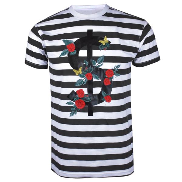 Summer Fashionable Mens T Shirts , Short Sleeves Striped T Shirts 100% Cotton