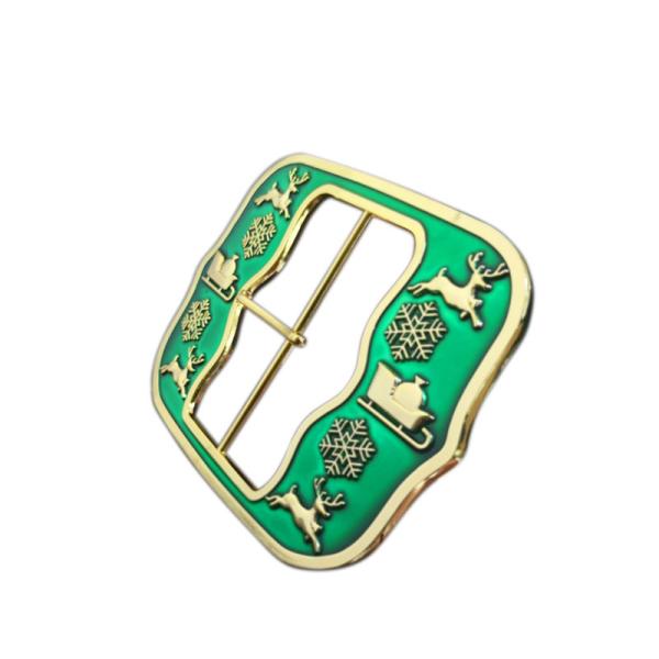 Translucent Enamel Color Santa Claus Christmas Belt Buckle Gold Zinc Alloy Die Cast
