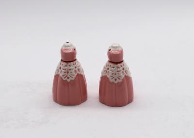 Handmade Dolomite Ceramic Salt And Pepper Shakers Set Pink Ballet Dress Design