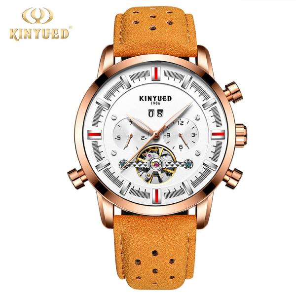 White Dial Skeleton Mechanical Watch  Multi Functional Auto Date