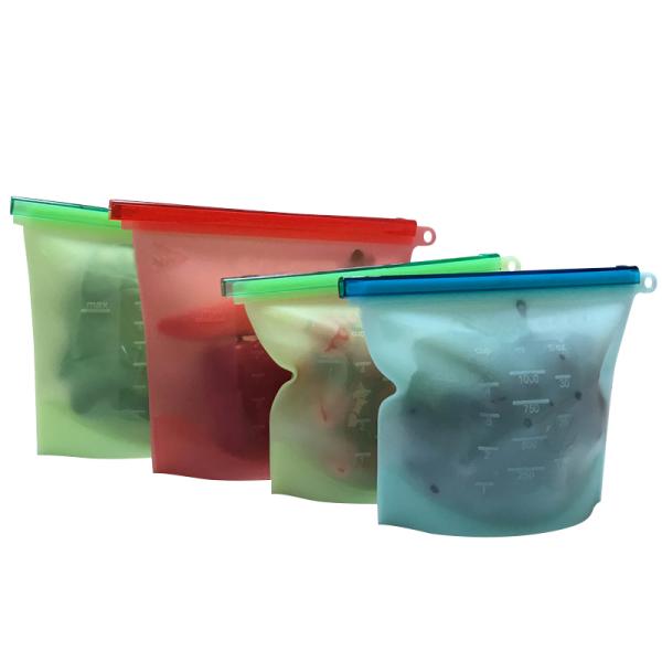 Easy To Clean Customized Reusable Sealed Silicon Food Storage Bags Reusable Bags Of Fresh Vegetables Storage