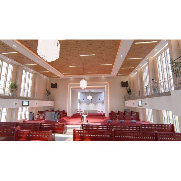 28/4mm Melamine Oak Church Celing Tiles Linear Grooved Acoustic Wall Panels Sound Absorption Board