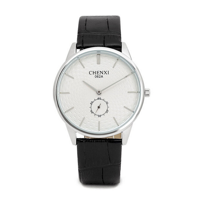 062A Top Quality PU Leather Split Leather Watch Black White Classic Fashion Leather Watch