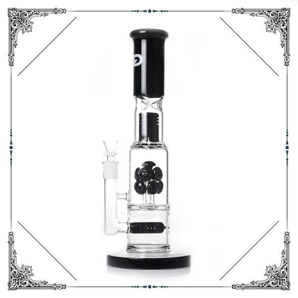 Grace Straight Tube Glass Smoking Water Pipe With Black Inline Perc Bongs 13‘’