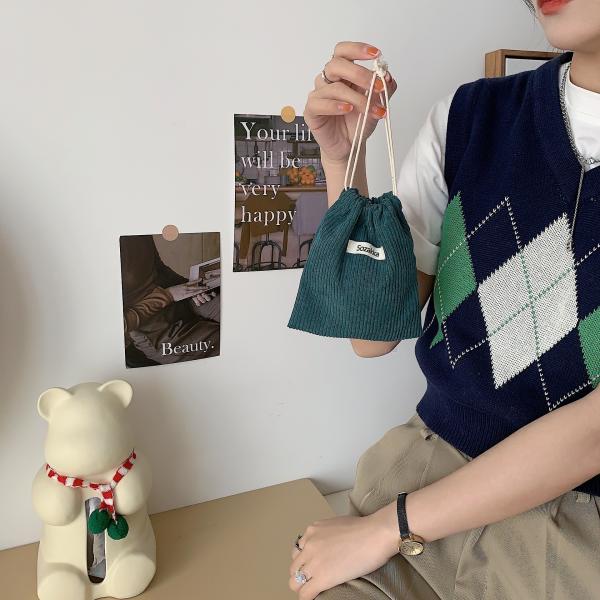 Customized Color Woven Label Storage Drawstring Fabric Packaging Bag for All Seasons