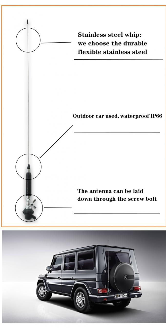 1.5-2.5dBi 27mhz Cb Radio Car Antenna Waterproof With Stainless Steel Whip HT-C170