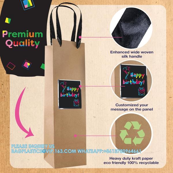 Wine Gift Bags - Wine Gift Bag With Scratch Paper Panel For Personalized Messages - Wine Bags For Wine Bottles Gifts