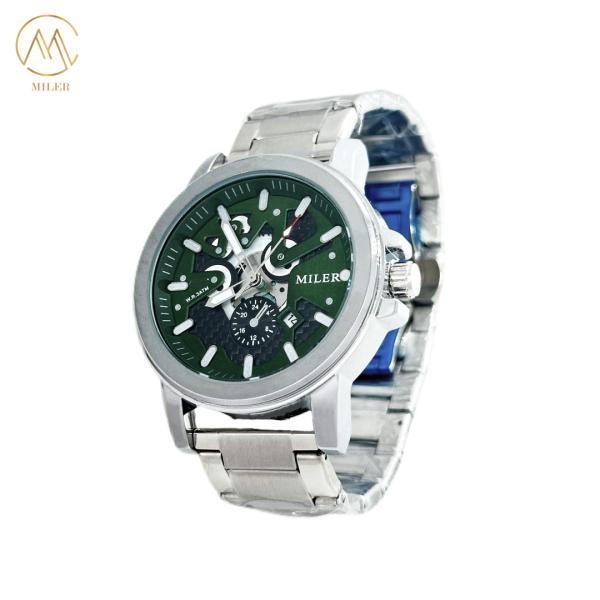 ML1112B Montres à bande en acier inoxydable argenté avec cadran minéral
