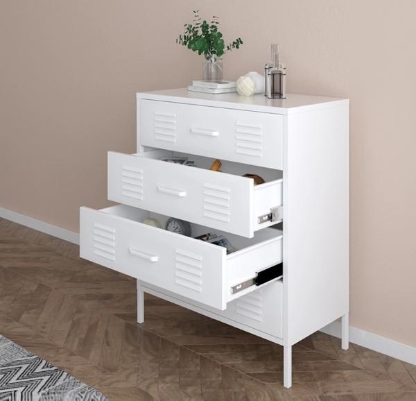 Living Room Apartment Office Metal Steel 4 Drawer Cabinet White