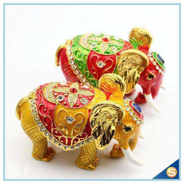 Thai Style Elephant Enamel Ornaments Jewelry Box Home Furnishing Lucky Elephant Trinket Box