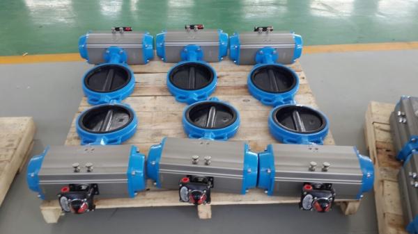 Industrial Pneumatic Wafer Type Butterfly Valve With Double Action Pneumatic Actuator