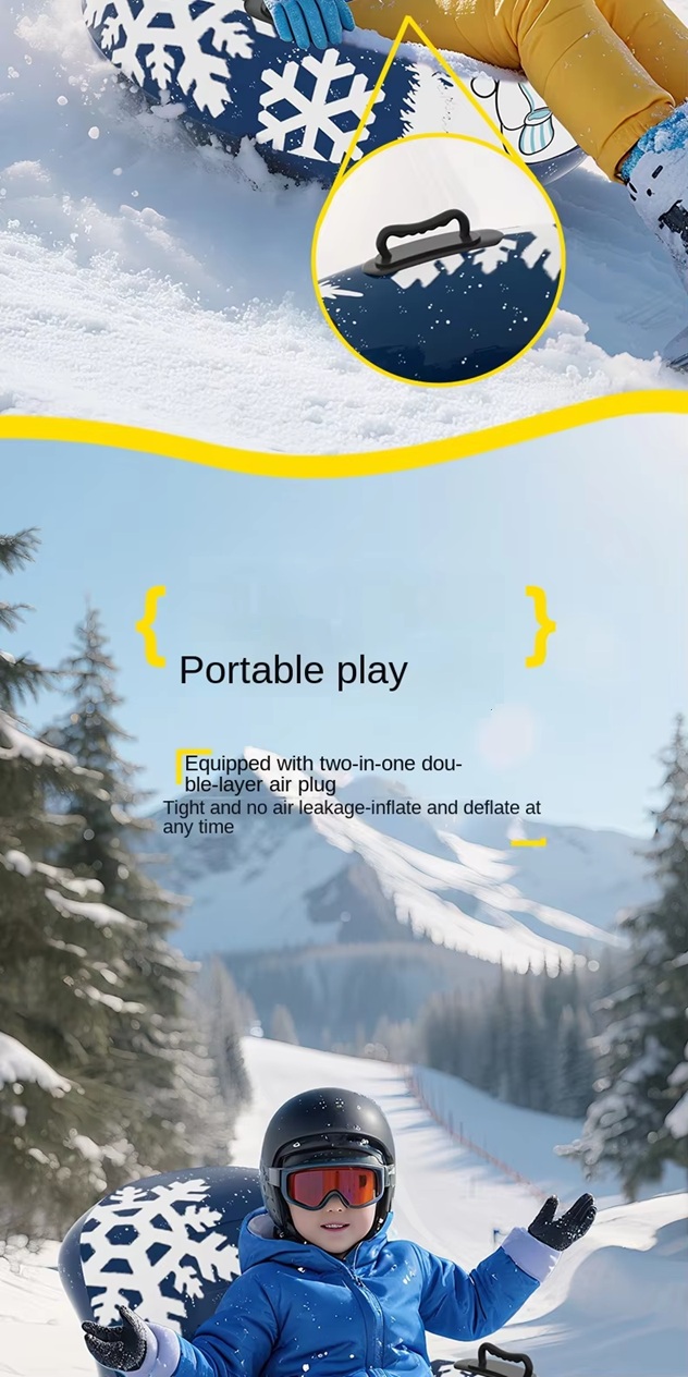 Skiing Circle Inflatable Thickened Environmental Protection PVC Snow Tire Snow Tube Outdoor Adult Backrest Cold-Resistant