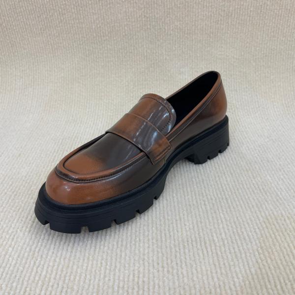 Microfiber Brown Platform Loafers Women Casual Leather Platform Loafers