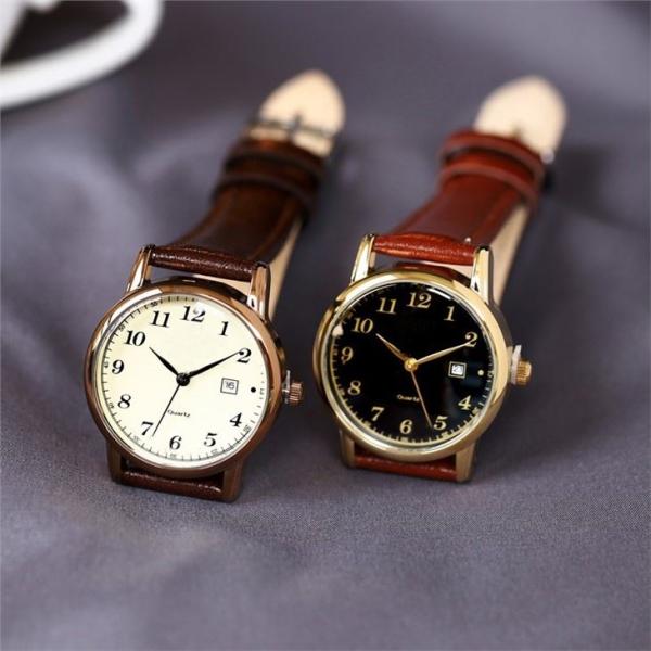 Alloy Case Women'S Watch Leather Band Small Face Ladies Watch Brown Leather Strap