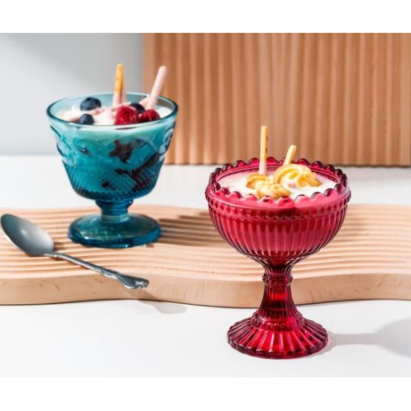 160ml Glass Kitchen Wares 5.6 Oz Vintage Ice Cream Coloured Glass Sundae Dishes