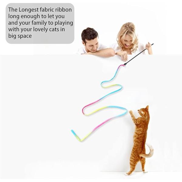 Interactive Cat Toy Classic Rainbow Rope Cat Teaser Stick for Cat and Kitten Exercise